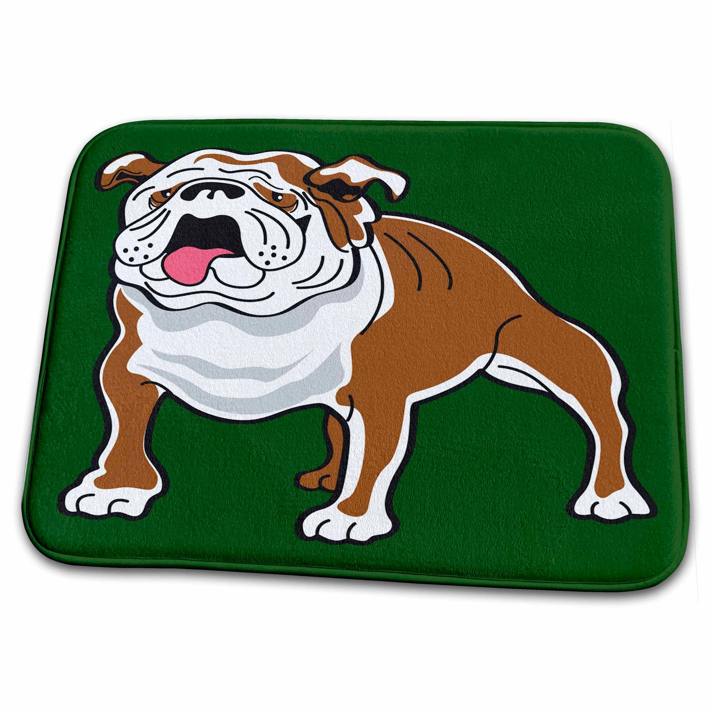3dRose Retro Style Animal Pet Dog Realistic Brown And White Bulldog... - Dish Drying Mats (ddm-117487)
