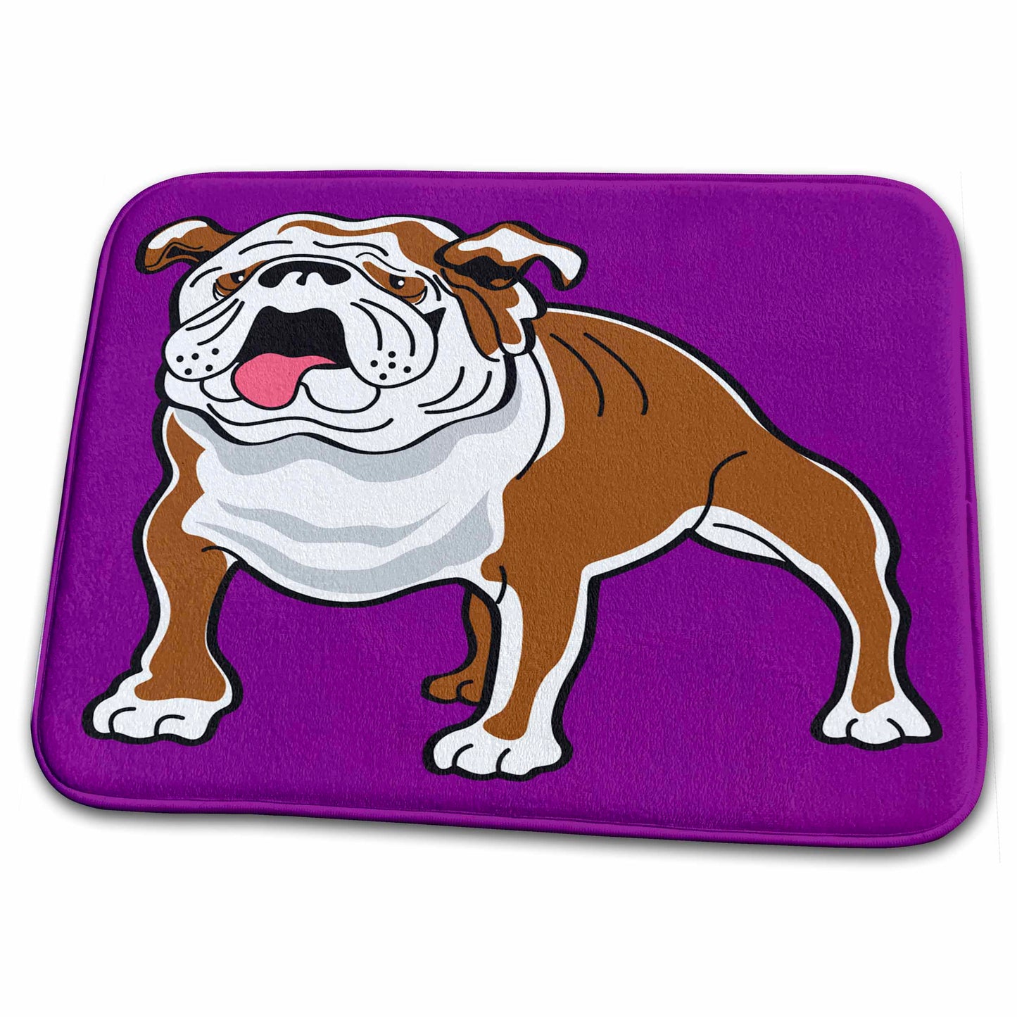 3dRose Retro Style Animal Pet Dog Realistic Brown And White Bulldog... - Dish Drying Mats (ddm-117490)