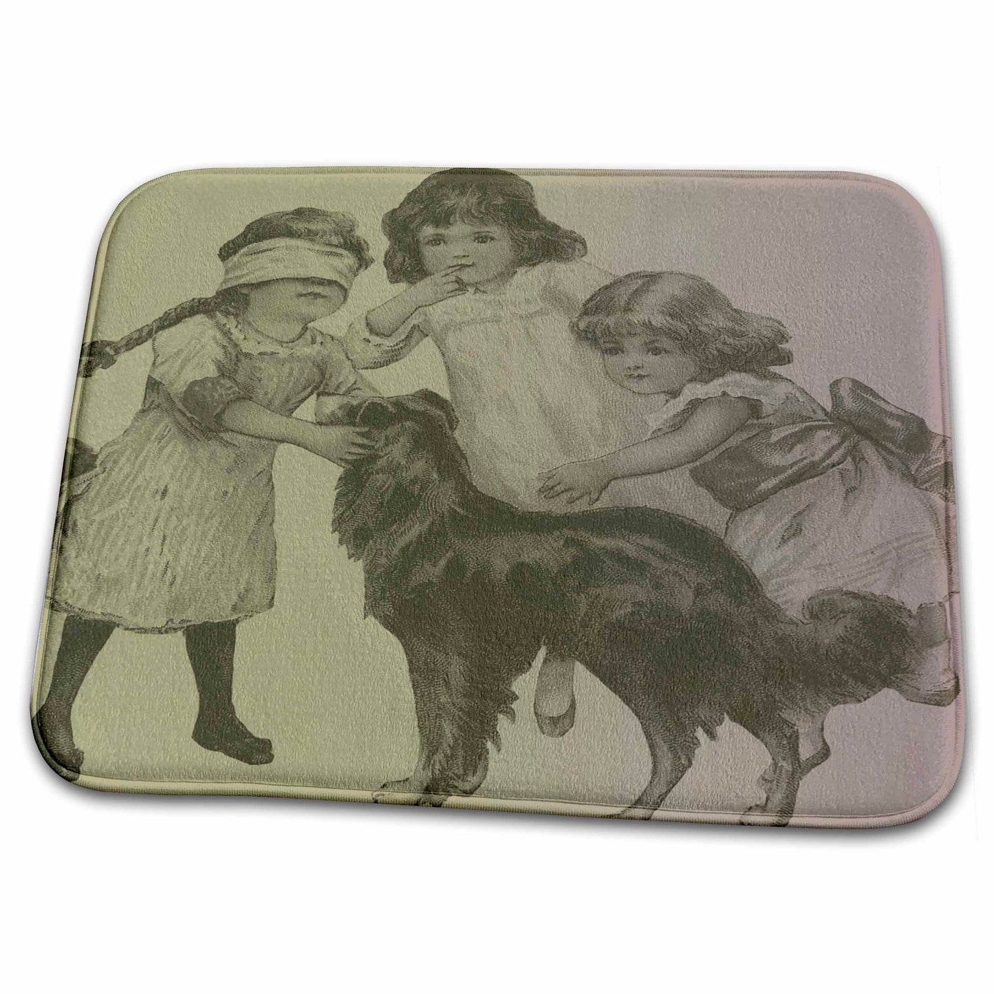 3dRose PS Animals - Children with Dog pets animal art - Dish Drying Mats (ddm-130601)