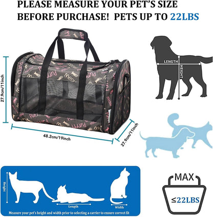 Soft-Sided Pet Carrier for Cats & Small Dogs — Breathable, Collapsible, Up to 22 lbs