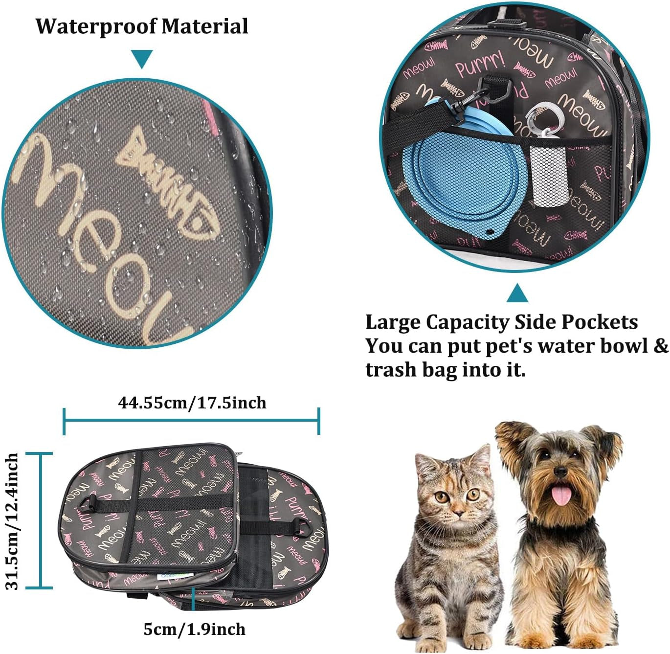 Soft-Sided Pet Carrier for Cats & Small Dogs — Breathable, Collapsible, Up to 22 lbs