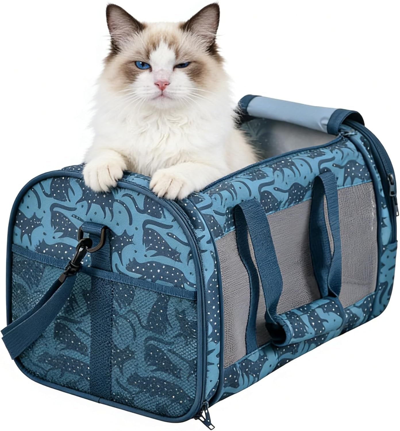 Soft-Sided Pet Carrier for Cats & Small Dogs — Breathable, Collapsible, Up to 22 lbs