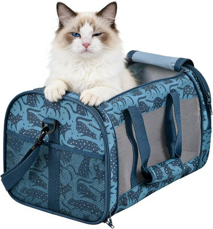 Soft-Sided Pet Carrier for Cats & Small Dogs — Breathable, Collapsible, Up to 22 lbs