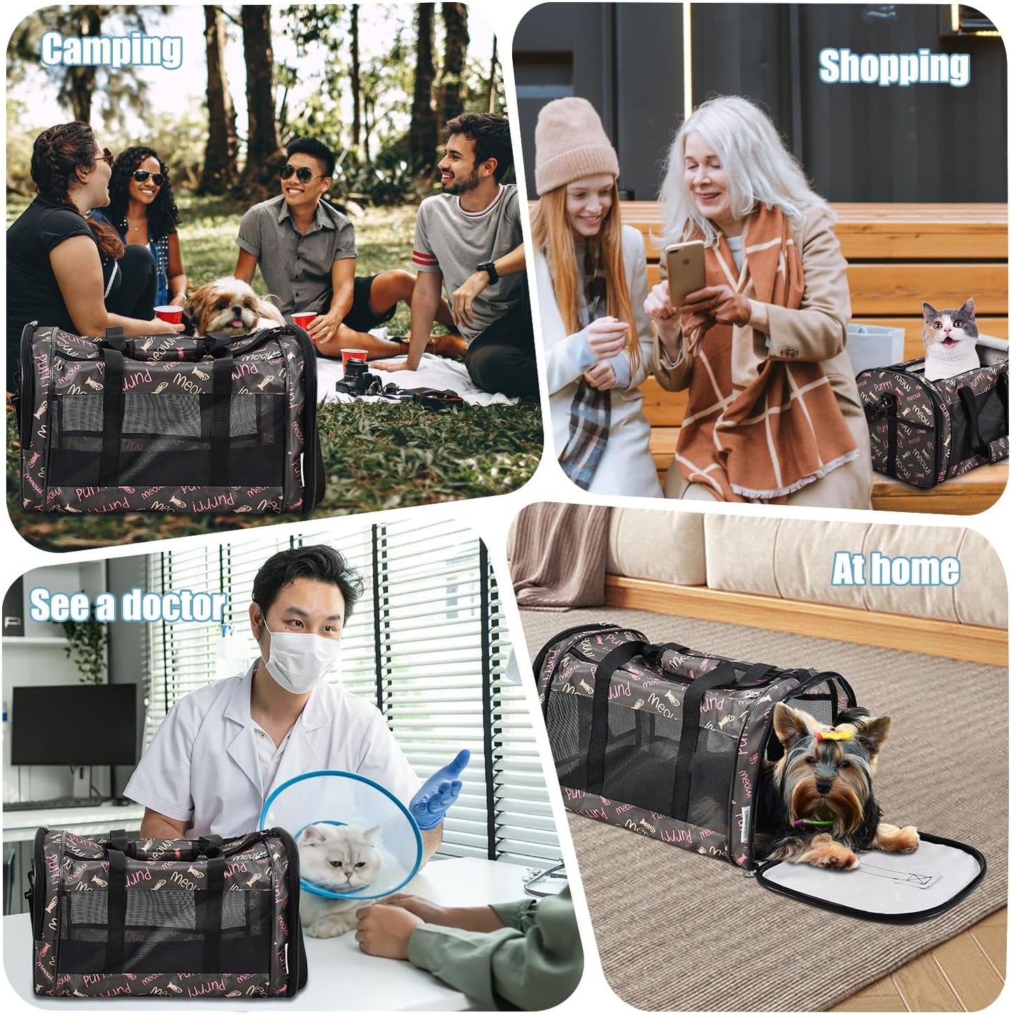 Soft-Sided Pet Carrier for Cats & Small Dogs — Breathable, Collapsible, Up to 22 lbs