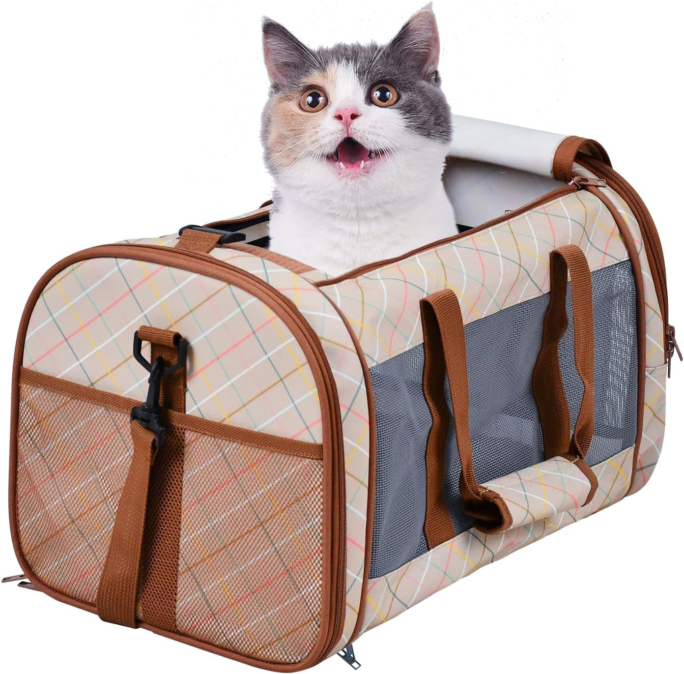 Soft-Sided Pet Carrier for Cats & Small Dogs — Breathable, Collapsible, Up to 22 lbs
