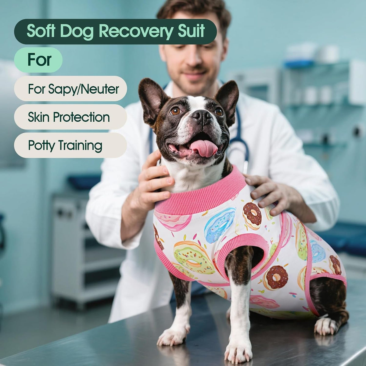 Dog Recovery Suit — Post-Surgery Coverage for Male & Female Dogs, Soft & Stretchy (XS–2XL)