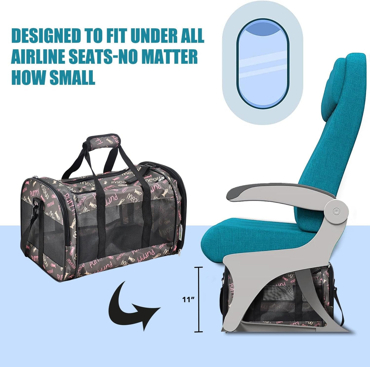 Soft-Sided Pet Carrier for Cats & Small Dogs — Breathable, Collapsible, Up to 22 lbs