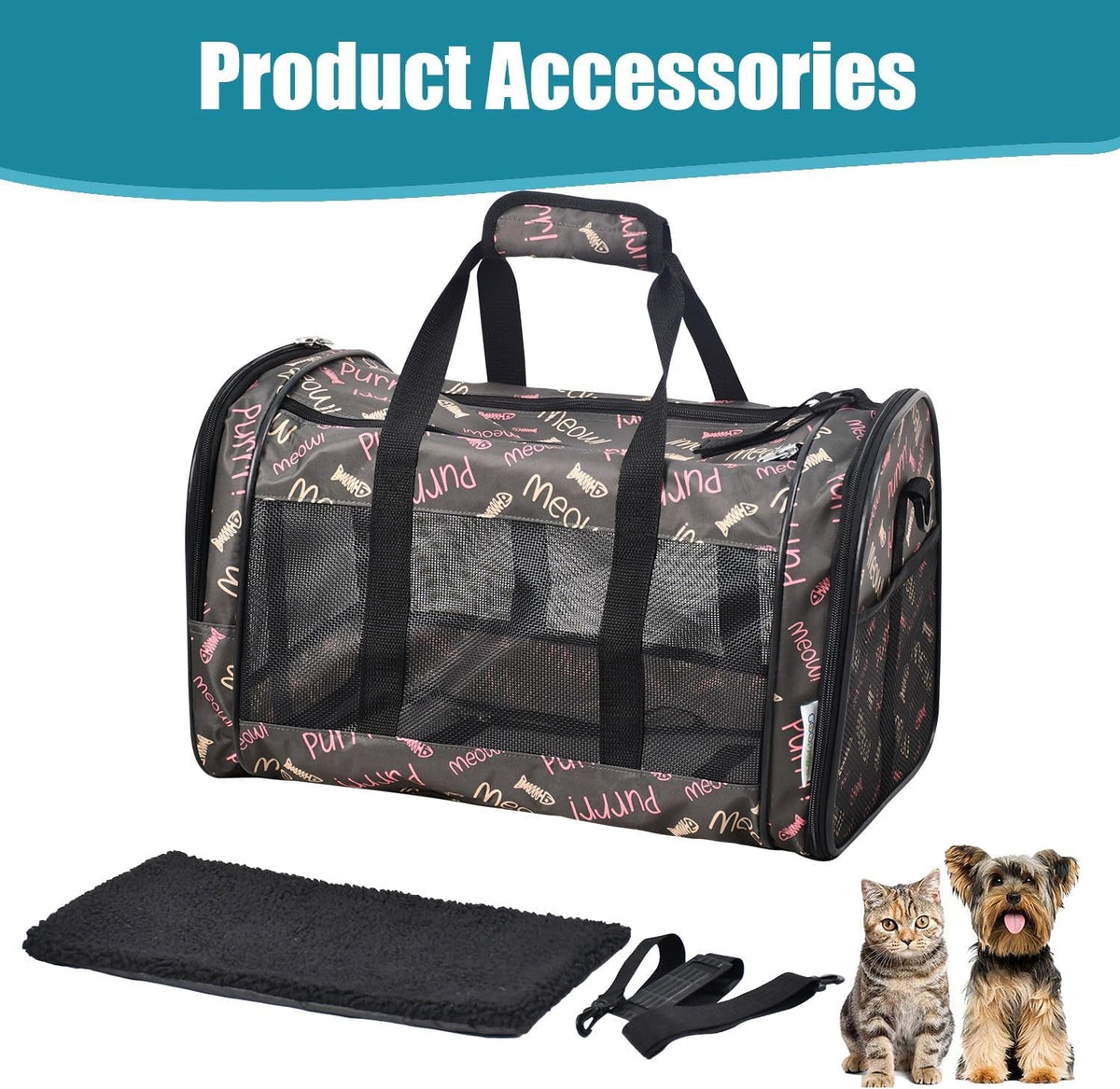 Soft-Sided Pet Carrier for Cats & Small Dogs — Breathable, Collapsible, Up to 22 lbs