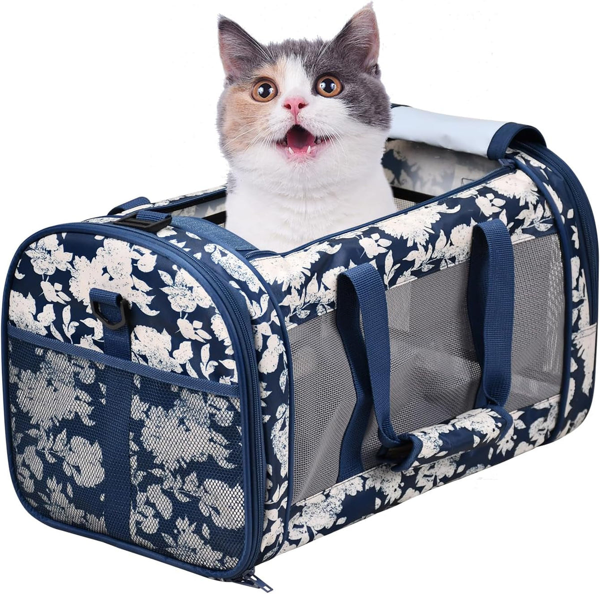 Soft-Sided Pet Carrier for Cats & Small Dogs — Breathable, Collapsible, Up to 22 lbs