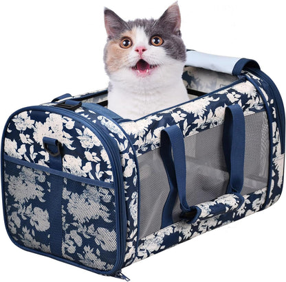 Soft-Sided Pet Carrier for Cats & Small Dogs — Breathable, Collapsible, Up to 22 lbs