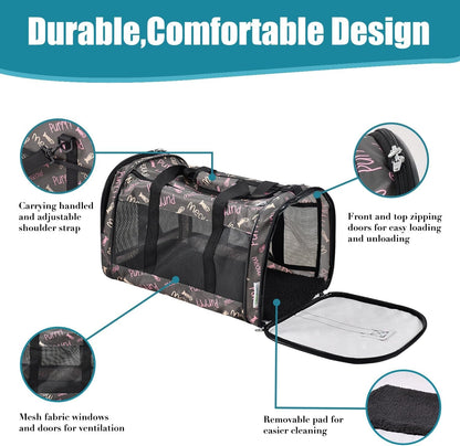 Soft-Sided Pet Carrier for Cats & Small Dogs — Breathable, Collapsible, Up to 22 lbs