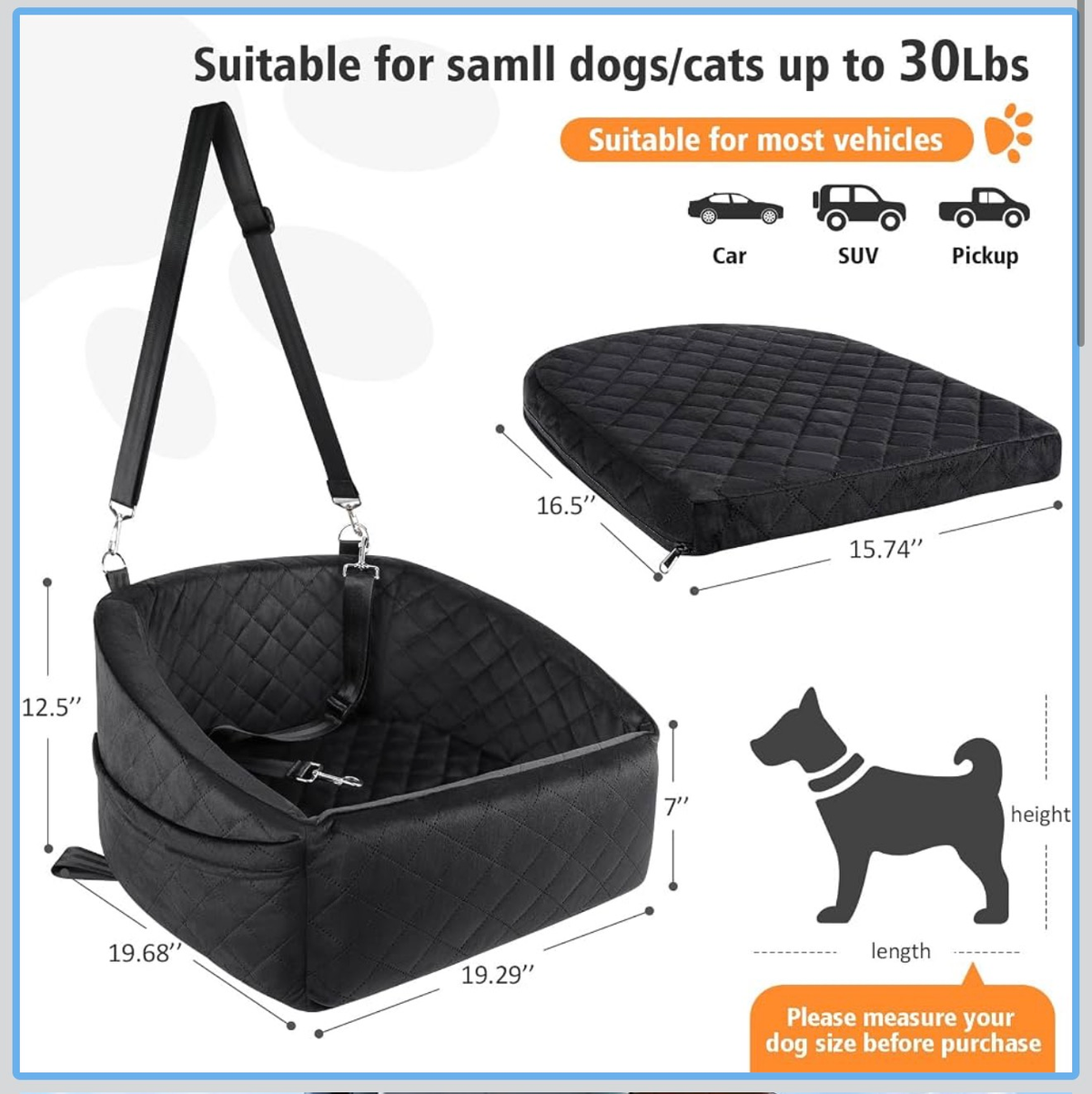 Dog Car Seat Booster Bed