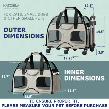 Pet Carrier with Wheels and Handle