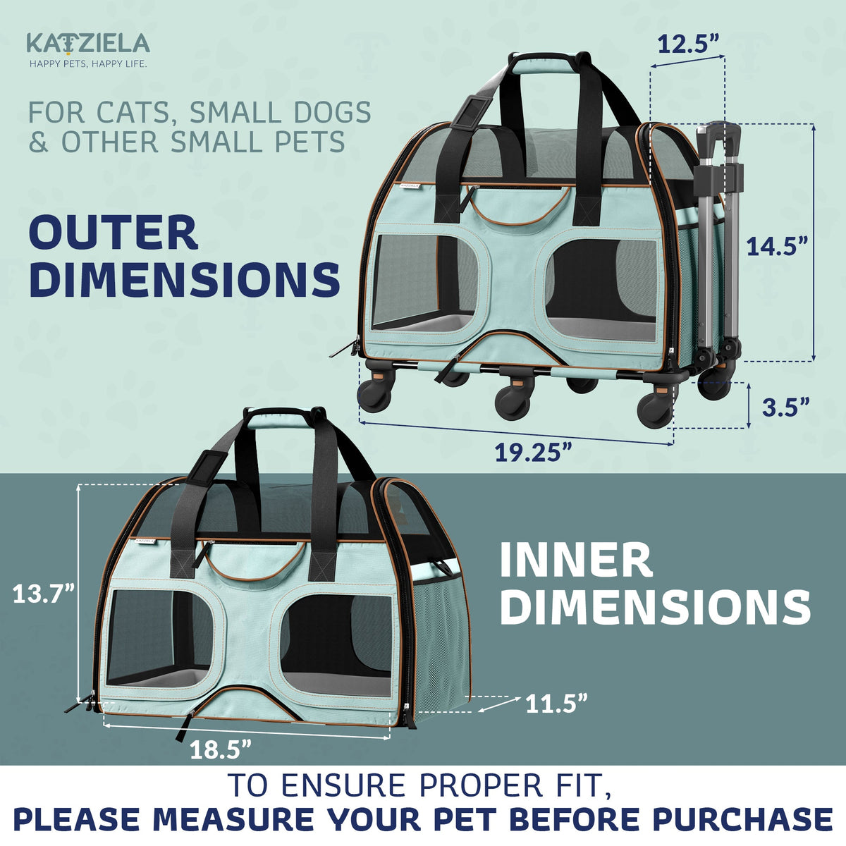 Pet Carrier with Wheels and Handle
