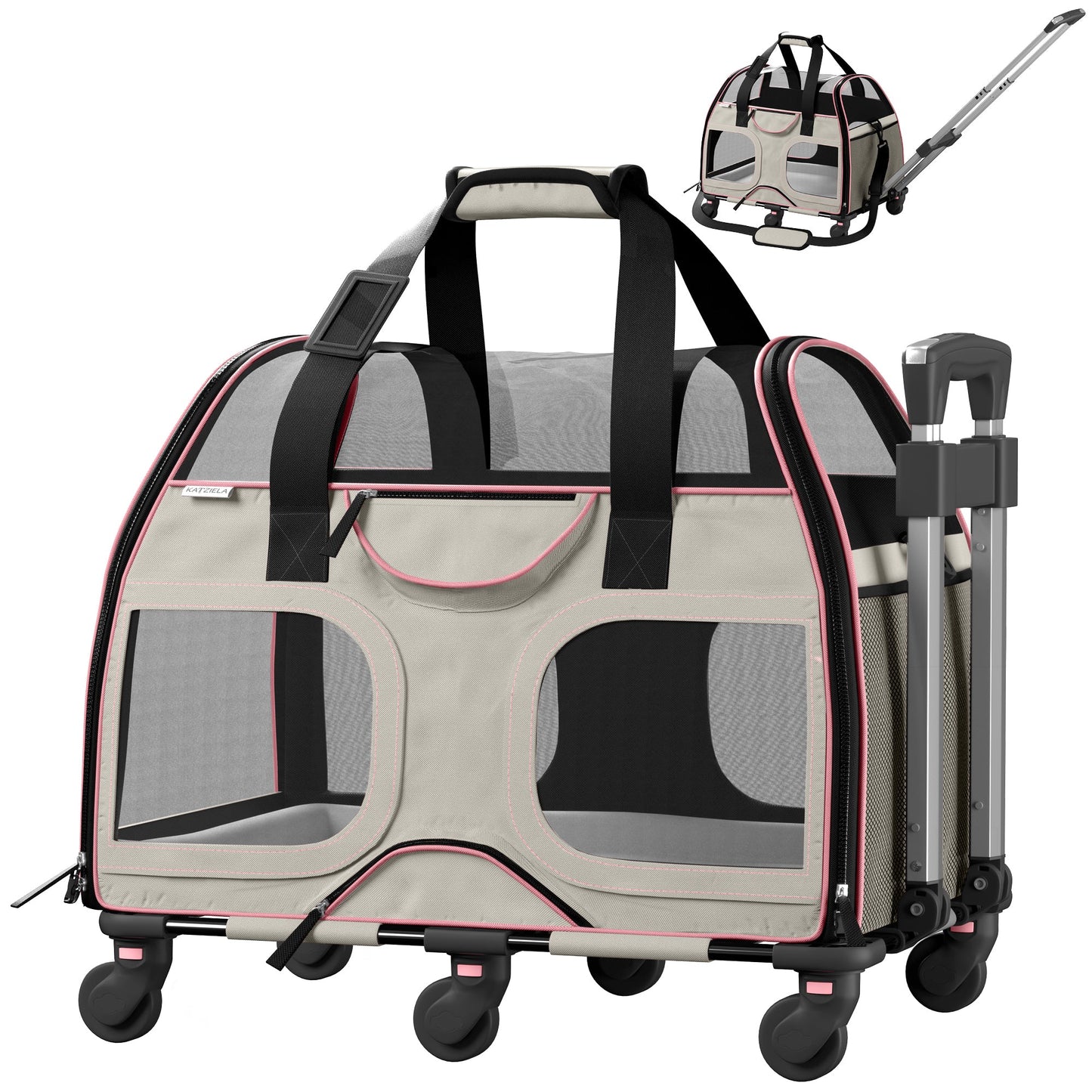 Pet Carrier with Wheels and Handle