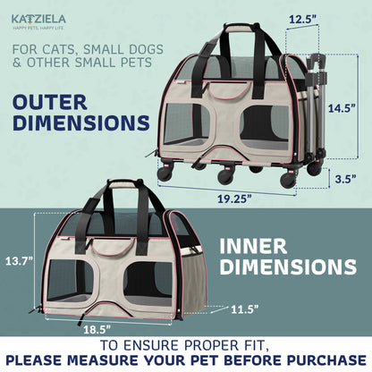 Pet Carrier with Wheels and Handle