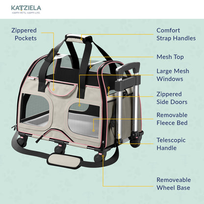 Pet Carrier with Wheels and Handle
