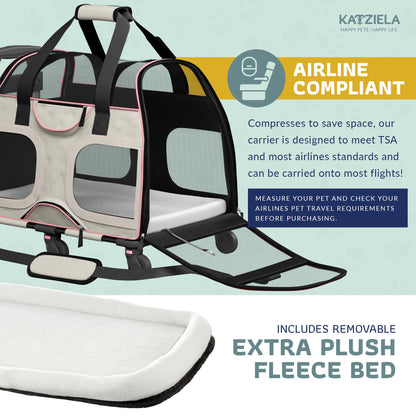 Pet Carrier with Wheels and Handle