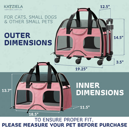 Pet Carrier with Wheels and Handle