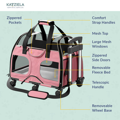 Pet Carrier with Wheels and Handle