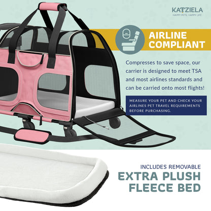 Pet Carrier with Wheels and Handle