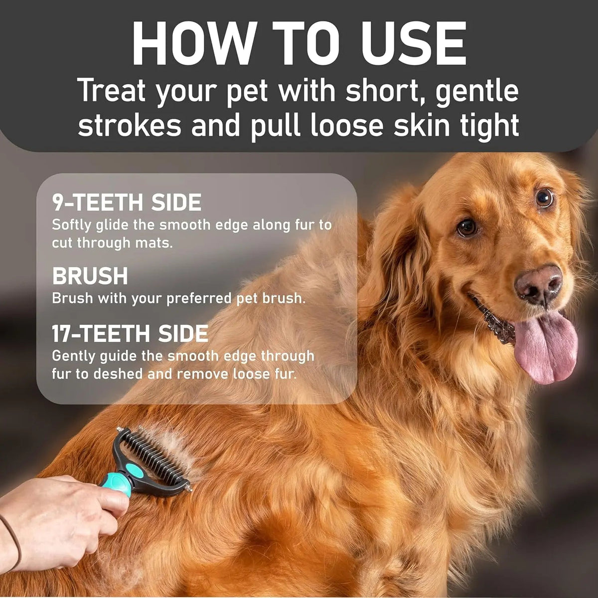 Dual-Sided Pet Grooming Rake