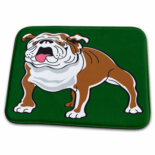 3dRose Retro Style Animal Pet Dog Realistic Brown And White Bulldog... - Dish Drying Mats (ddm-117487)