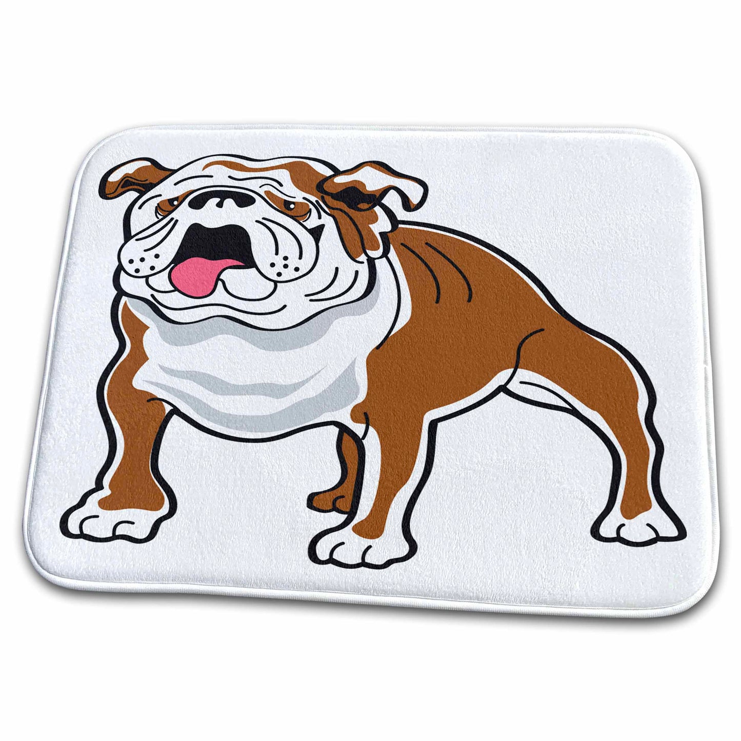 3dRose Retro Style Animal Pet Dog Realistic Brown And White Bulldog... - Dish Drying Mats (ddm-117493)