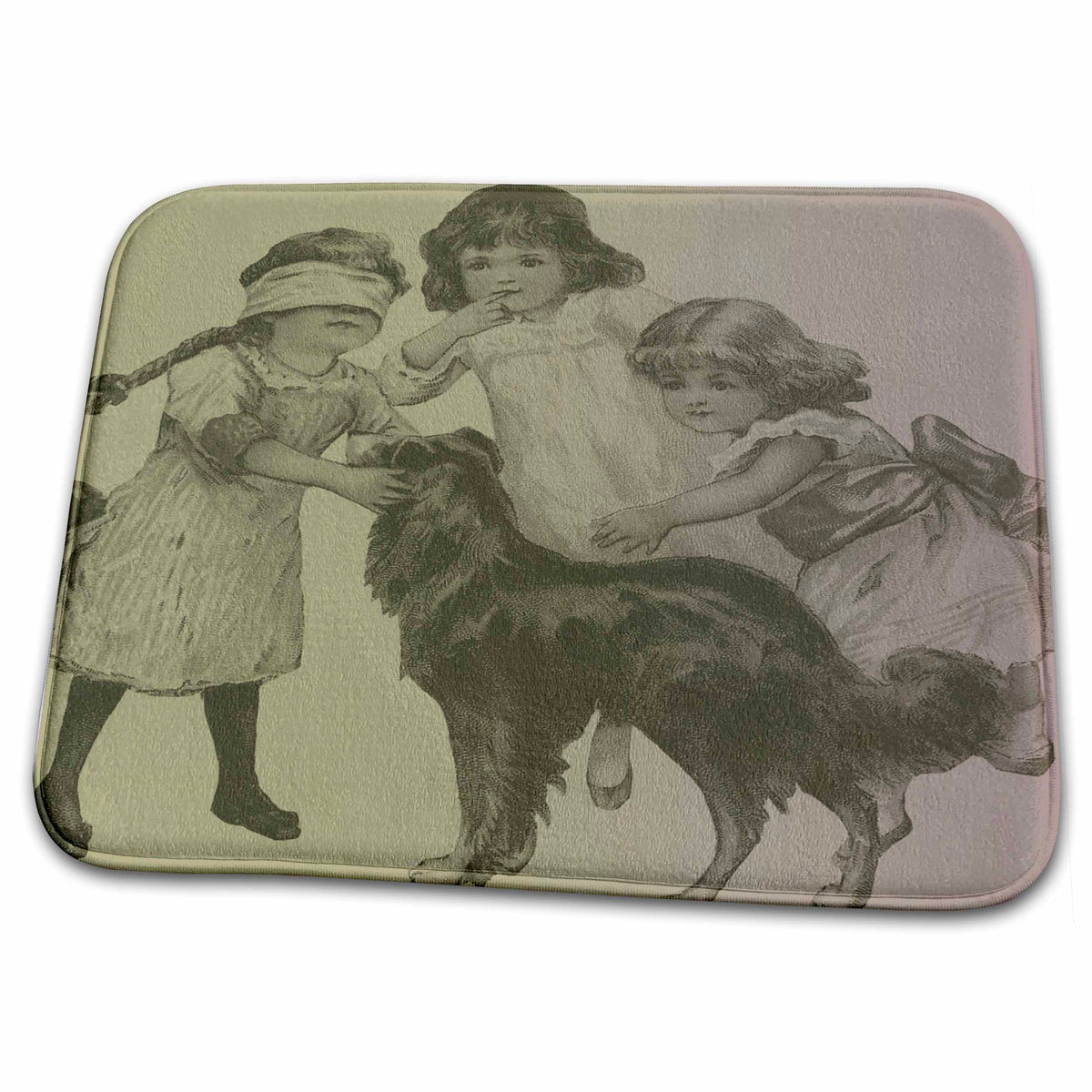 3dRose PS Animals - Children with Dog pets animal art - Dish Drying Mats (ddm-130601)