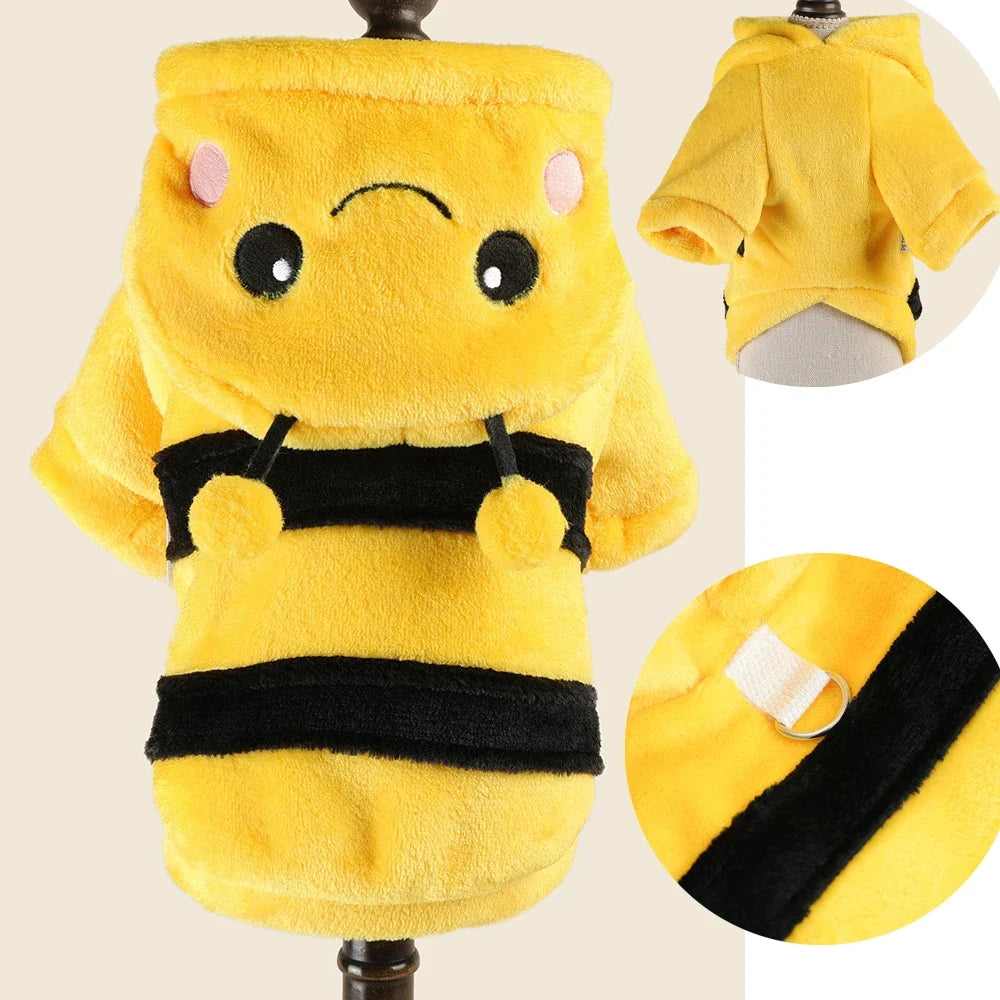 Halloween Dog Costume Fleece Hoodie Onesie - Small Dogs, 7 Character Designs, XS–M, Koala Fox Giraffe Bee Mouse Raccoon, $25.99