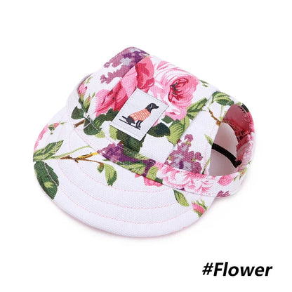 Adjustable Baseball Cap for Dogs & Cats - Ear Holes, Chin Strap, Structured Brim, 8 Patterns, S & M, $10.99