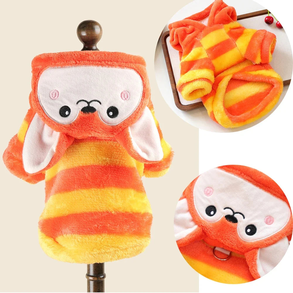 Halloween Dog Costume Fleece Hoodie Onesie - Small Dogs, 7 Character Designs, XS–M, Koala Fox Giraffe Bee Mouse Raccoon, $25.99