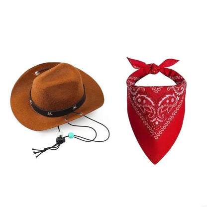 Fashion Dog Costume Cowboy Hat Bandanas Lovely Pet Party Outfit for Halloween