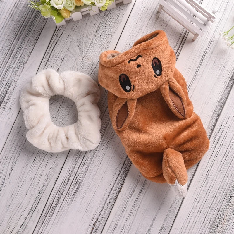 Halloween Dog Costume Fleece Hoodie Onesie - Small Dogs, 7 Character Designs, XS–M, Koala Fox Giraffe Bee Mouse Raccoon, $25.99