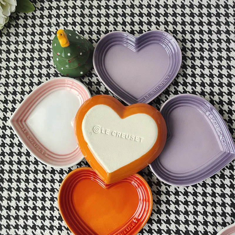 Heart-Shaped Ceramic Cat Dish - Wide Shallow Whisker-Friendly Design, Food-Safe Glaze, Dishwasher Safe, 12cm, 5 Colors, $25.99