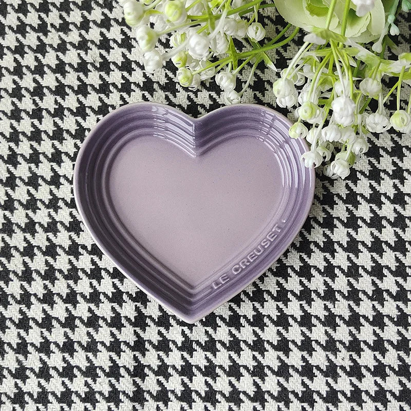 Heart-Shaped Ceramic Cat Dish - Wide Shallow Whisker-Friendly Design, Food-Safe Glaze, Dishwasher Safe, 12cm, 5 Colors, $25.99