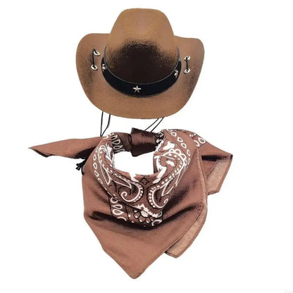 Fashion Dog Costume Cowboy Hat Bandanas Lovely Pet Party Outfit for Halloween