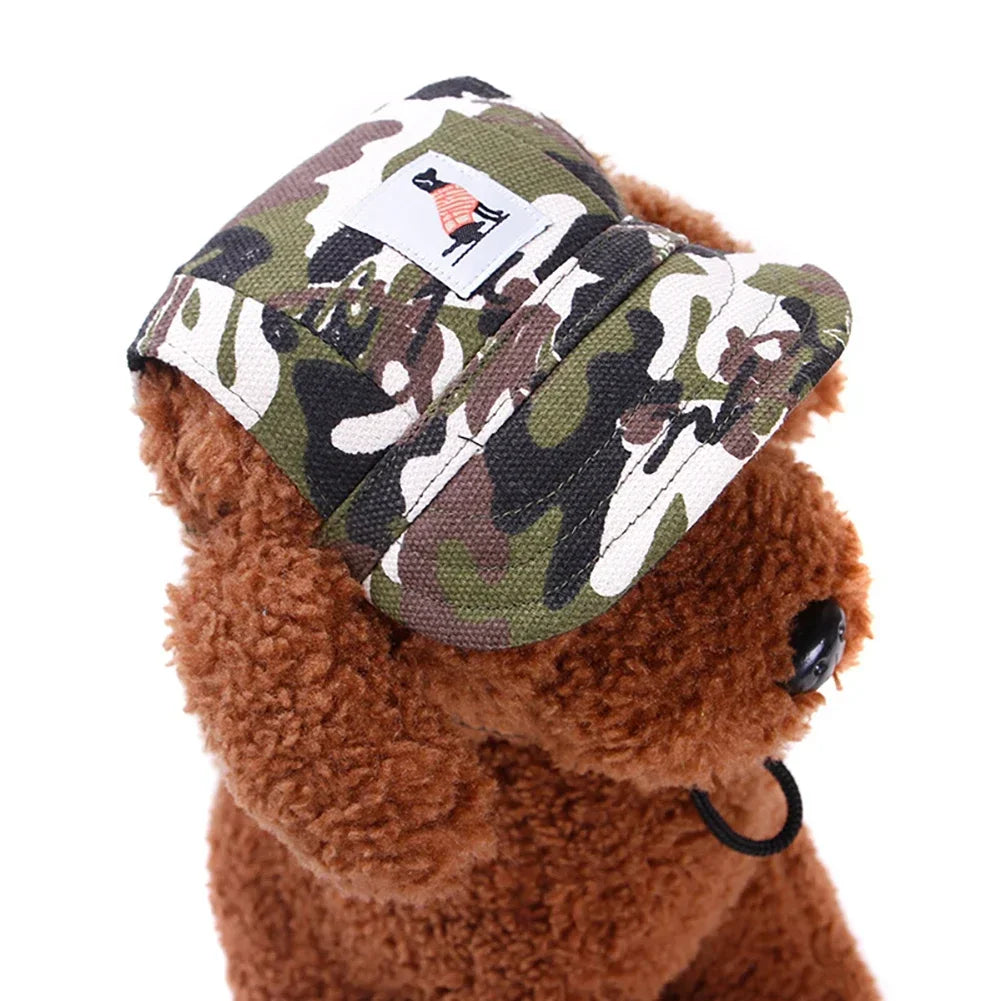 Adjustable Baseball Cap for Dogs & Cats - Ear Holes, Chin Strap, Structured Brim, 8 Patterns, S & M, $10.99