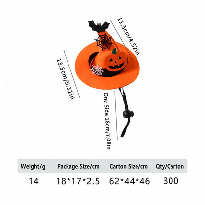 Small Dog Costume Accessory Halloween-Themed Halloween Pet Cap Pet Halloween Witch Hat Handcrafted Pumpkin Design Pet Hat