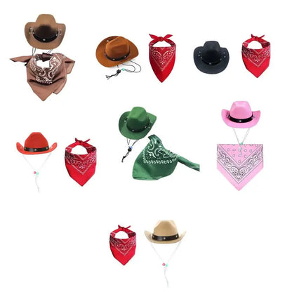 Fashion Dog Costume Cowboy Hat Bandanas Lovely Pet Party Outfit for Halloween