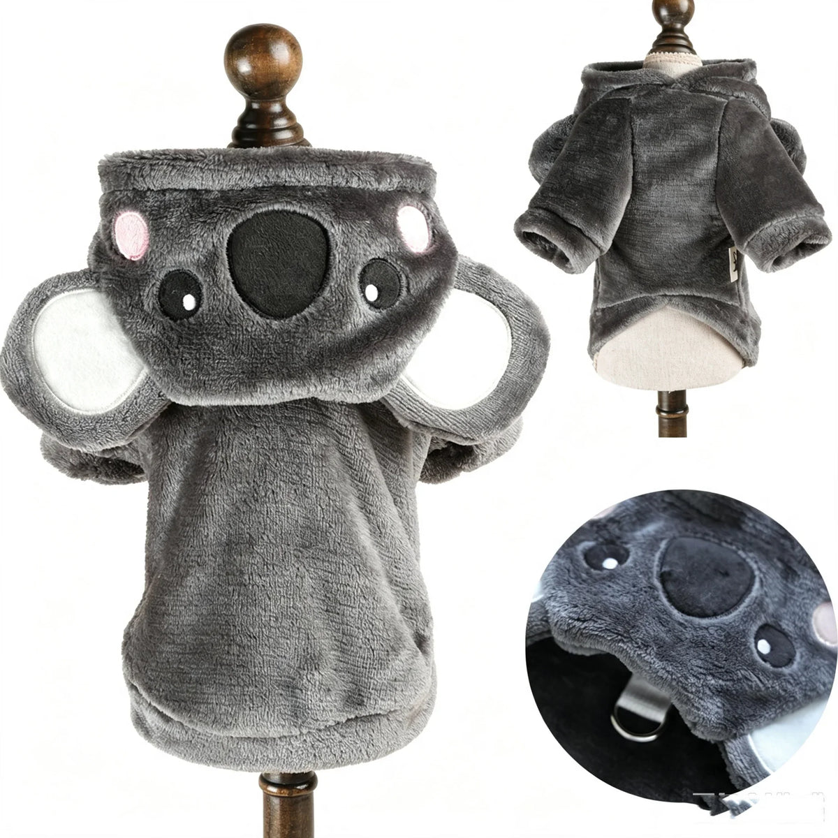 Halloween Dog Costume Fleece Hoodie Onesie - Small Dogs, 7 Character Designs, XS–M, Koala Fox Giraffe Bee Mouse Raccoon, $25.99