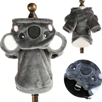 Halloween Dog Costume Fleece Hoodie Onesie - Small Dogs, 7 Character Designs, XS–M, Koala Fox Giraffe Bee Mouse Raccoon, $25.99