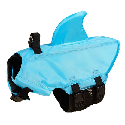Shark Fin Dog Life Jacket - Buoyancy Vest with Rescue Handle, Adjustable Buckles, Mesh Underbelly, XS–XXL, Green Orange Blue