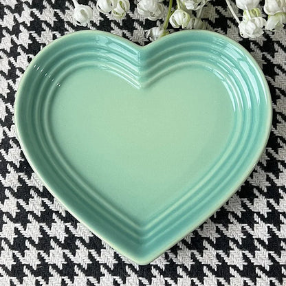 Heart-Shaped Ceramic Cat Dish - Wide Shallow Whisker-Friendly Design, Food-Safe Glaze, Dishwasher Safe, 12cm, 5 Colors, $25.99