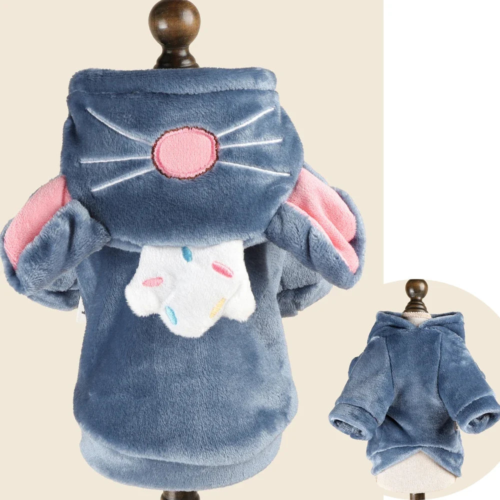 Halloween Dog Costume Fleece Hoodie Onesie - Small Dogs, 7 Character Designs, XS–M, Koala Fox Giraffe Bee Mouse Raccoon, $25.99