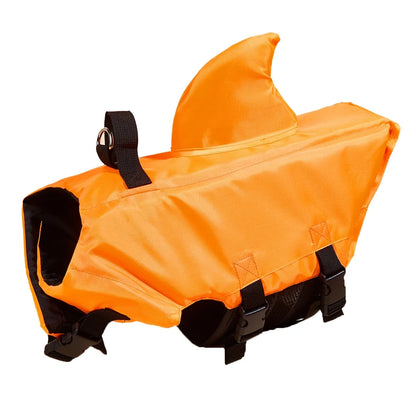 Shark Fin Dog Life Jacket - Buoyancy Vest with Rescue Handle, Adjustable Buckles, Mesh Underbelly, XS–XXL, Green Orange Blue