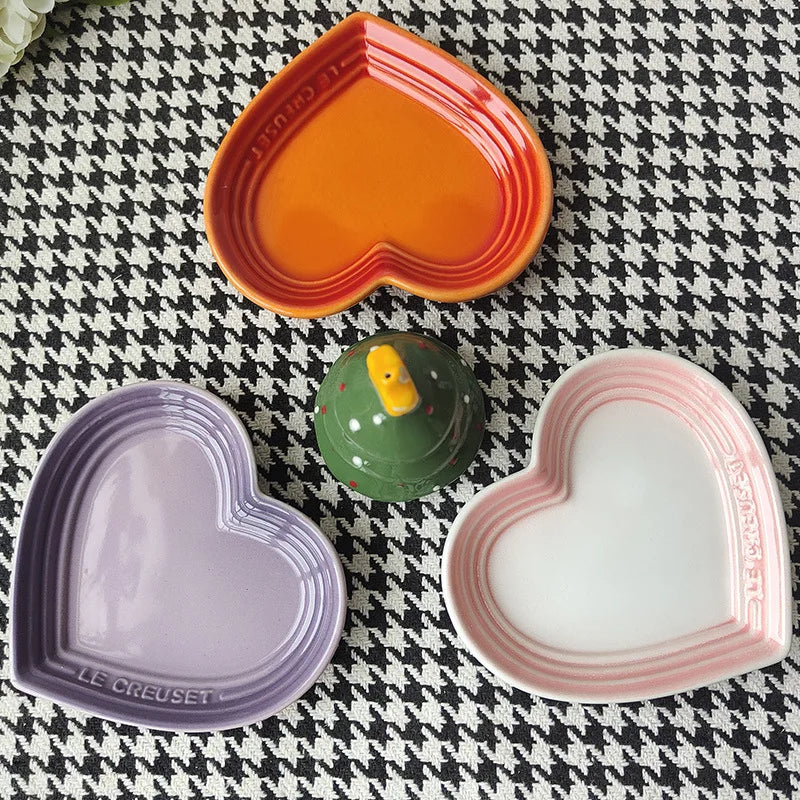Heart-Shaped Ceramic Cat Dish - Wide Shallow Whisker-Friendly Design, Food-Safe Glaze, Dishwasher Safe, 12cm, 5 Colors, $25.99