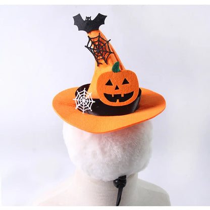 Small Dog Costume Accessory Halloween-Themed Halloween Pet Cap Pet Halloween Witch Hat Handcrafted Pumpkin Design Pet Hat