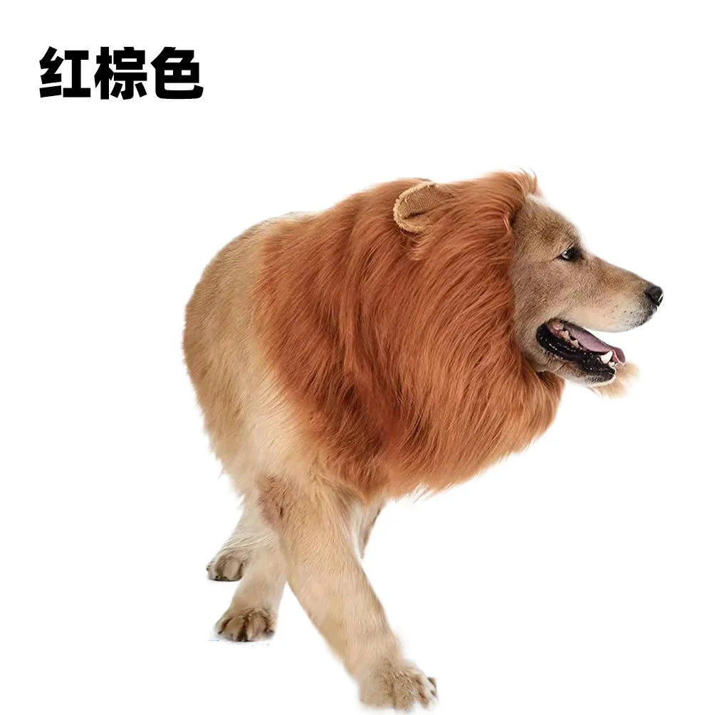Funny Lion Hat for Dogs Cute Pet Costume with Ears Halloween Dress Up Accessory