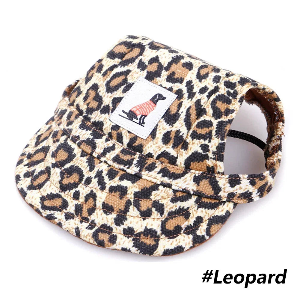 Adjustable Baseball Cap for Dogs & Cats - Ear Holes, Chin Strap, Structured Brim, 8 Patterns, S & M, $10.99